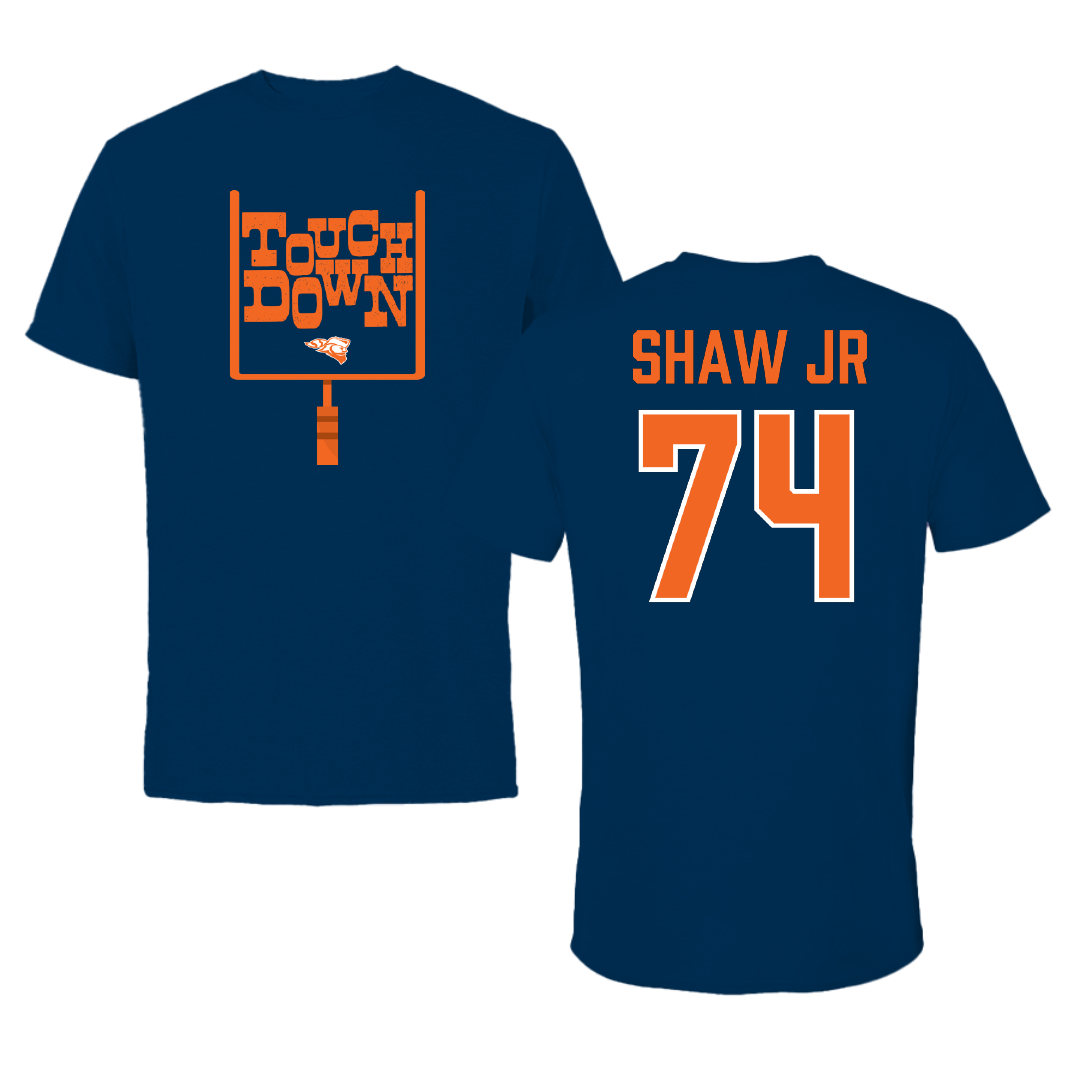 Carroll University Football Navy Touchdown Performance Tee - #74 Donta Shaw Jr
