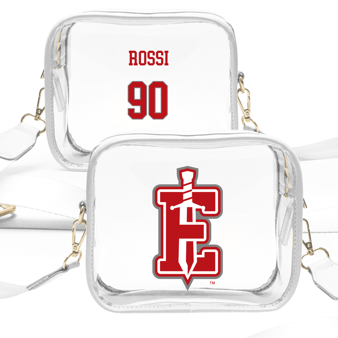 PennWest Edinboro Football White Clear Stadium Bag - #90 Nick Rossi
