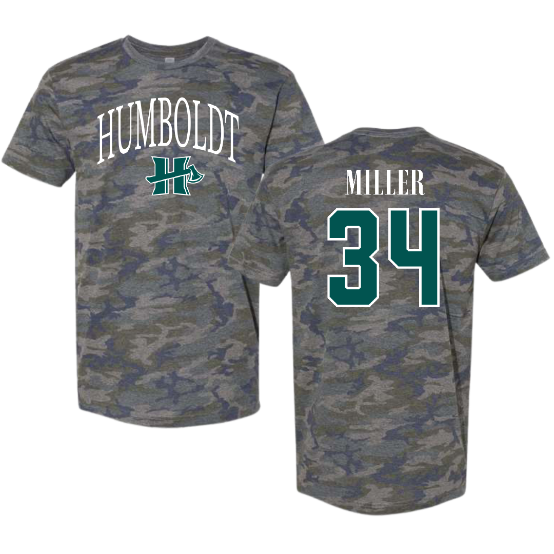 Cal Poly Humboldt Basketball Vintage Camo Tee - #34 Kyla Miller