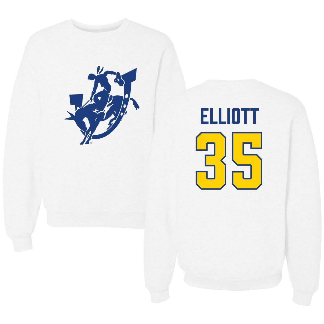 Southern Arkansas University Baseball White Crewneck - #35 Tate Elliott