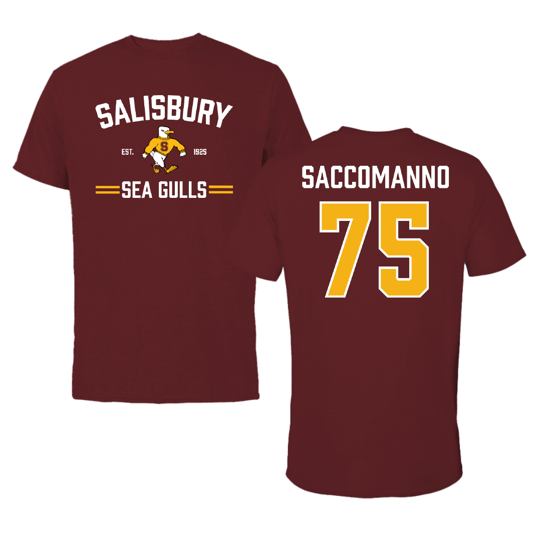 Salisbury University Football Maroon General Tee - #75 Luca Saccomanno