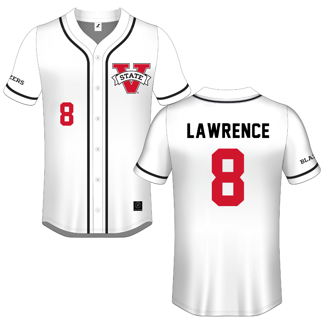 Valdosta State University White Button-Down Jersey - #8 Nick Lawrence