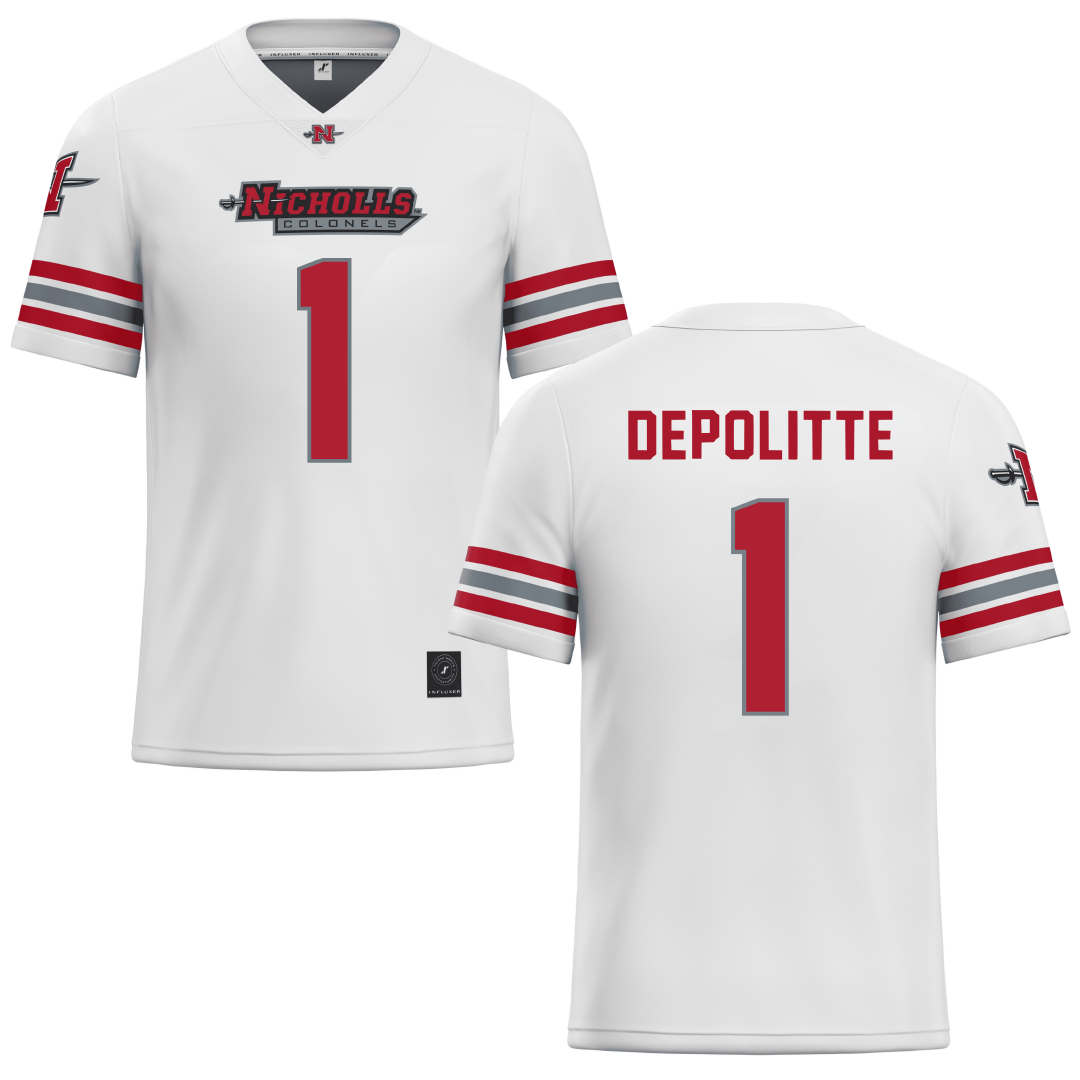Nicholls State University White Football Jersey - Peyton Depolitte