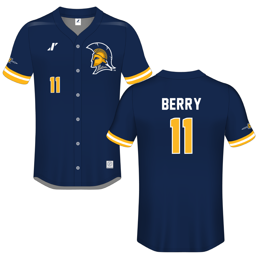 UNC Greensboro Navy Button-Down Jersey - #11 Tanner Berry