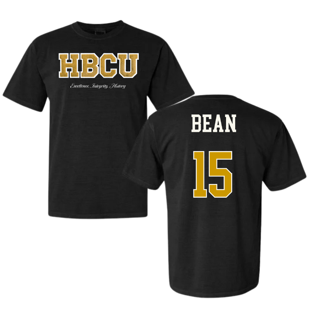 Alabama State University Football Black HBCU Varsity Comfort Colors Tee - #15 Elijah Bean