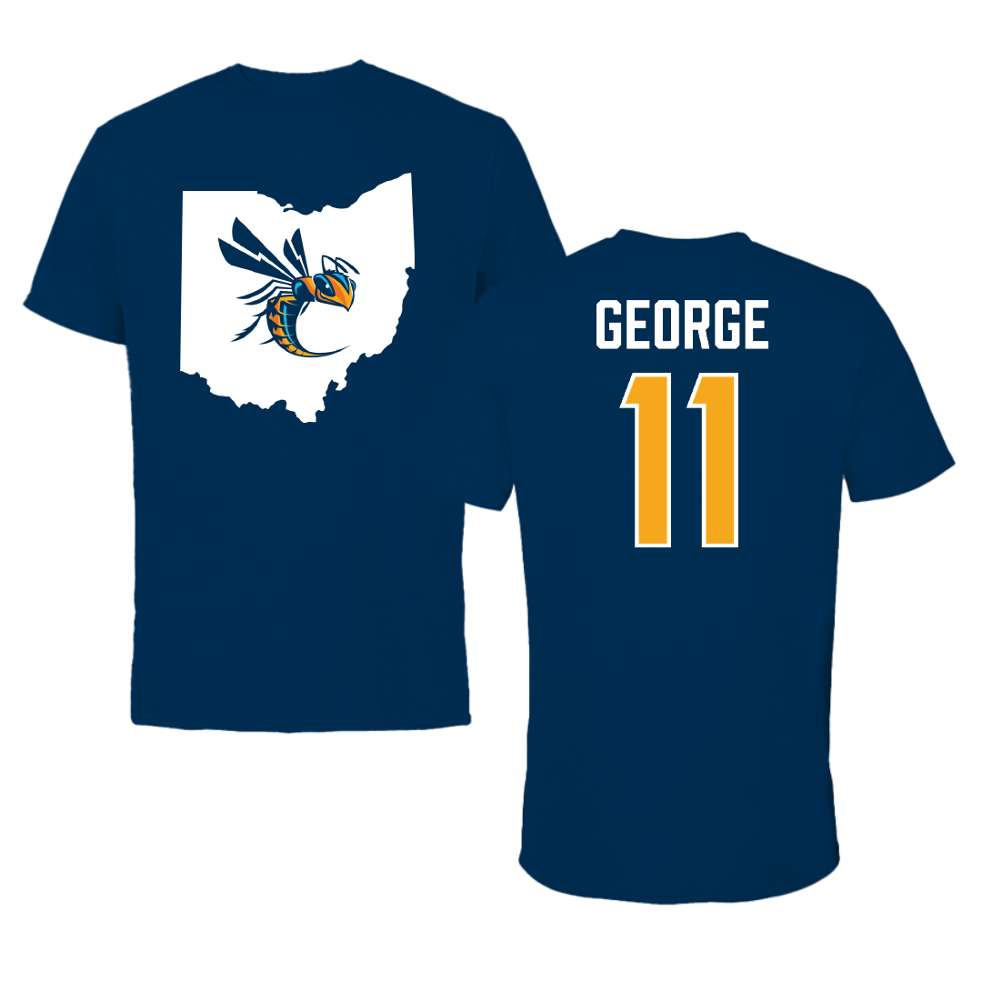 Cedarville University Baseball Navy State Performance Tee - #11 Micah George
