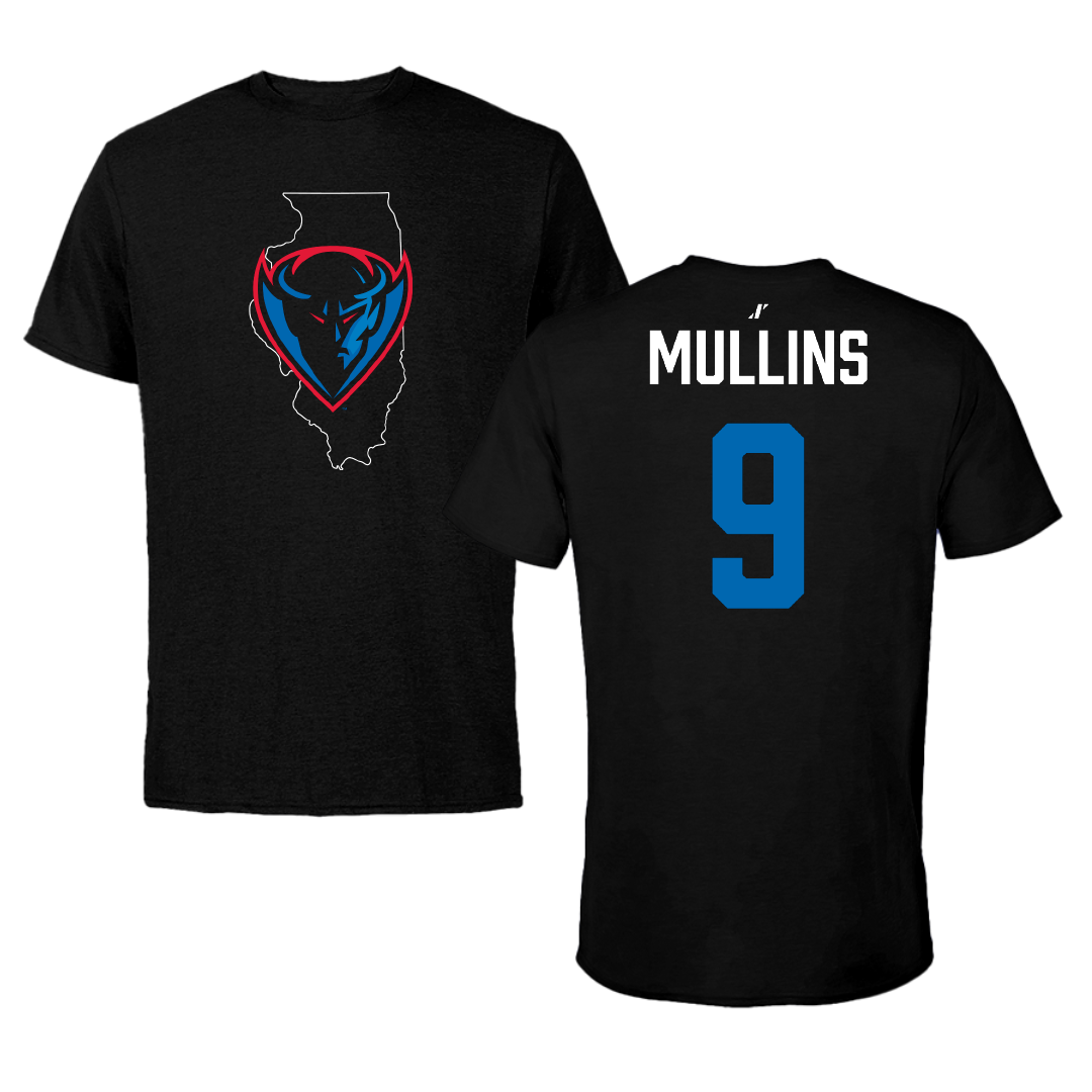 DePaul University Soccer Black State Tee - #9 Liam Mullins