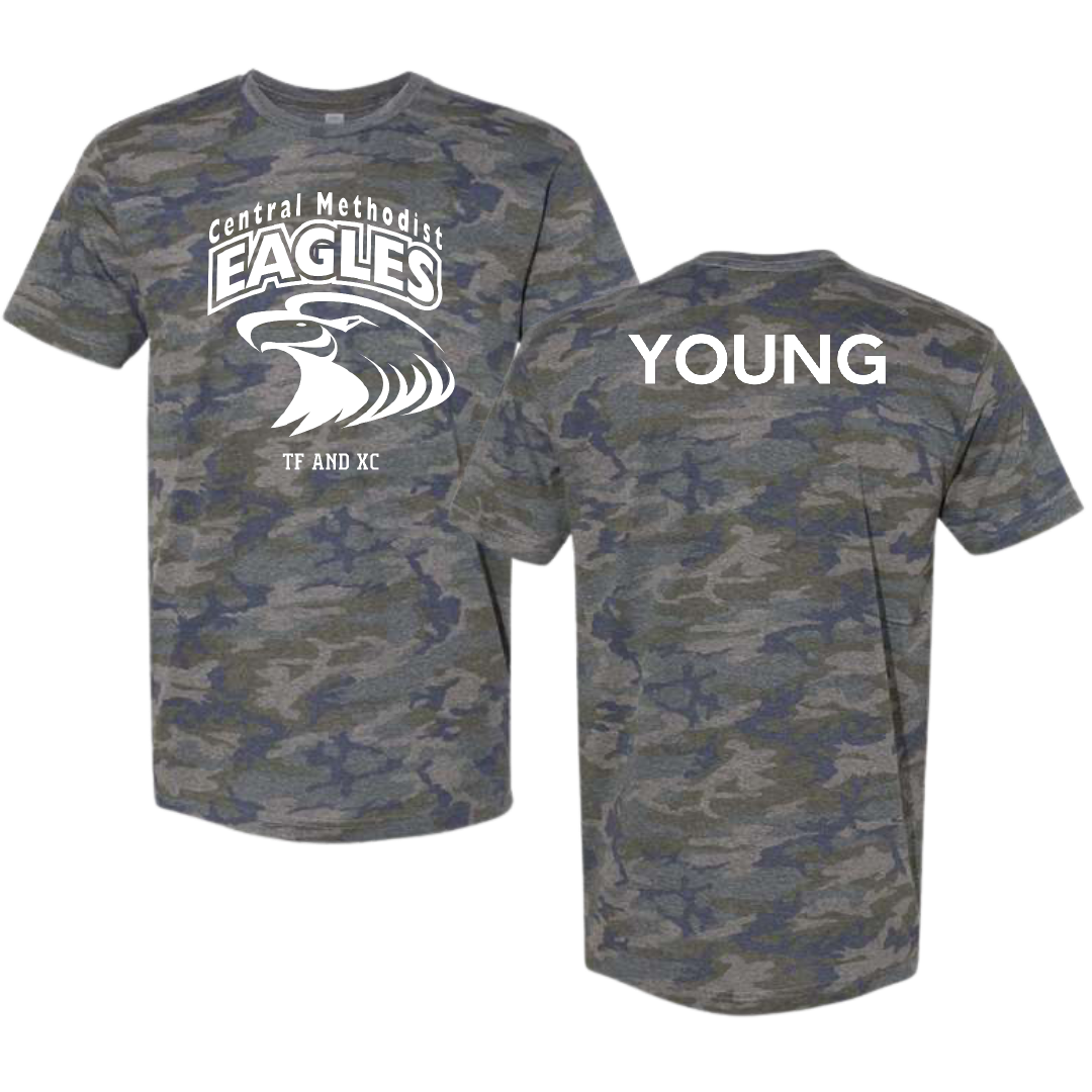 Central Methodist University TF and XC Vintage Camo Tee - CJ Young