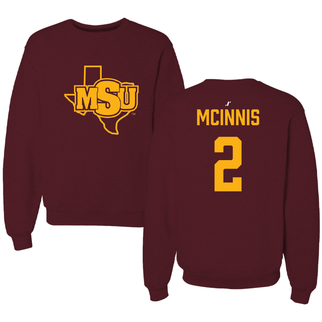 Midwestern State University Football Maroon Crewneck - #2 Kalan Mcinnis
