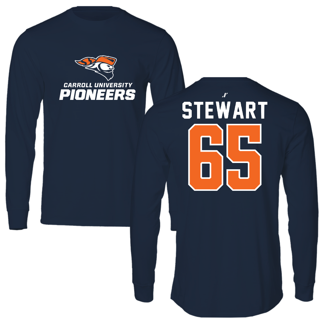 Carroll University Football Navy Performance Long Sleeve - #65 Landon Stewart