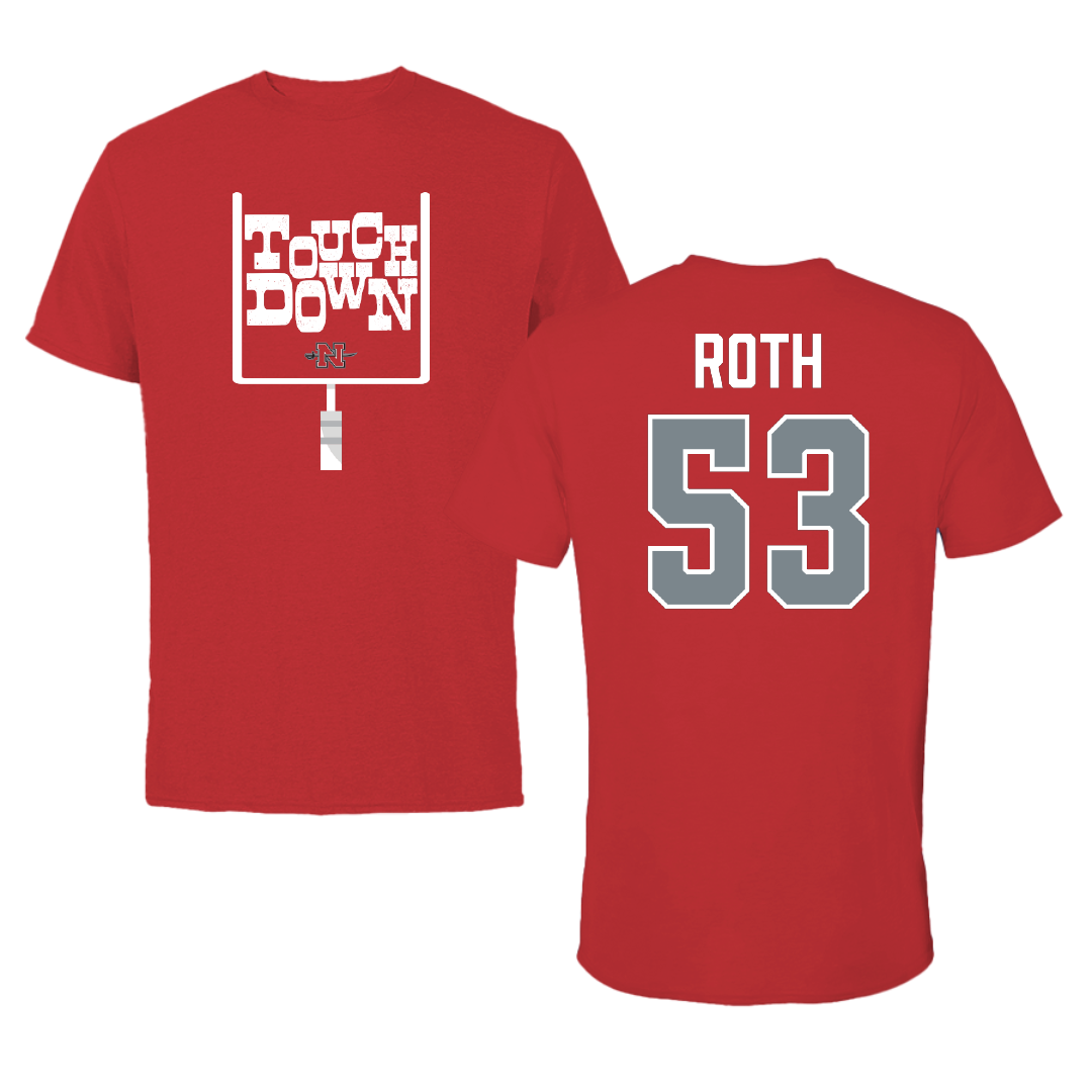 Nicholls State University Football Red Touchdown Performance Tee - #53 Craig Roth