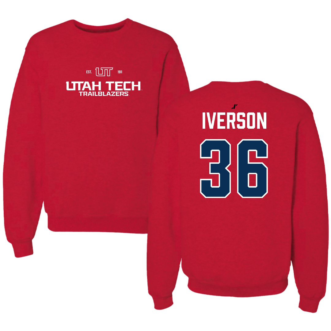 Utah Tech University Football Red General Crewneck - #36 Dax Iverson