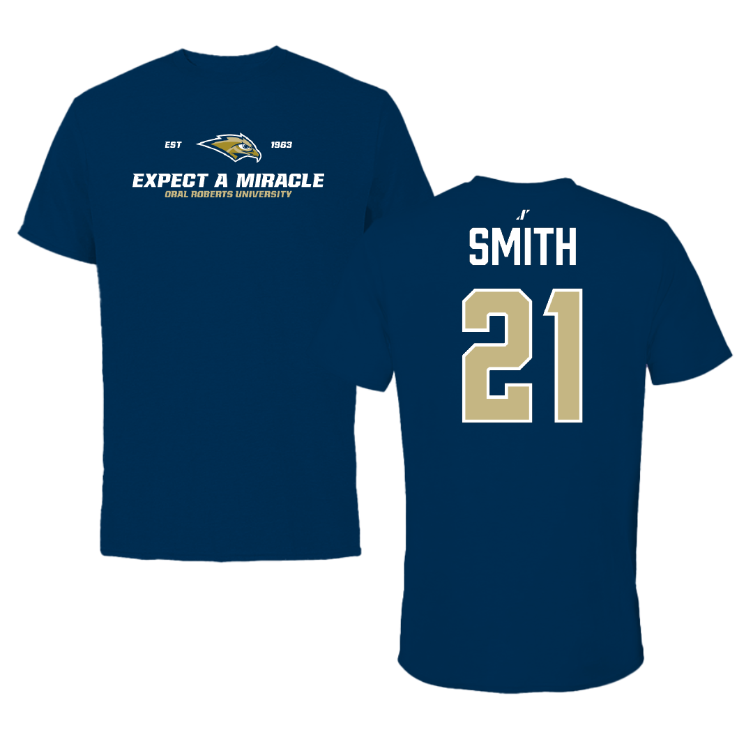 Oral Roberts University Soccer Navy General Tee - #21 Daniel Smith