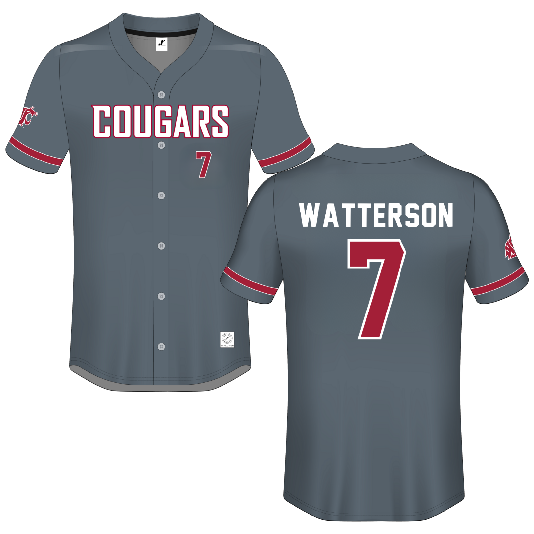 Washington State University Gray Button-Down Jersey - #7 Cole Watterson