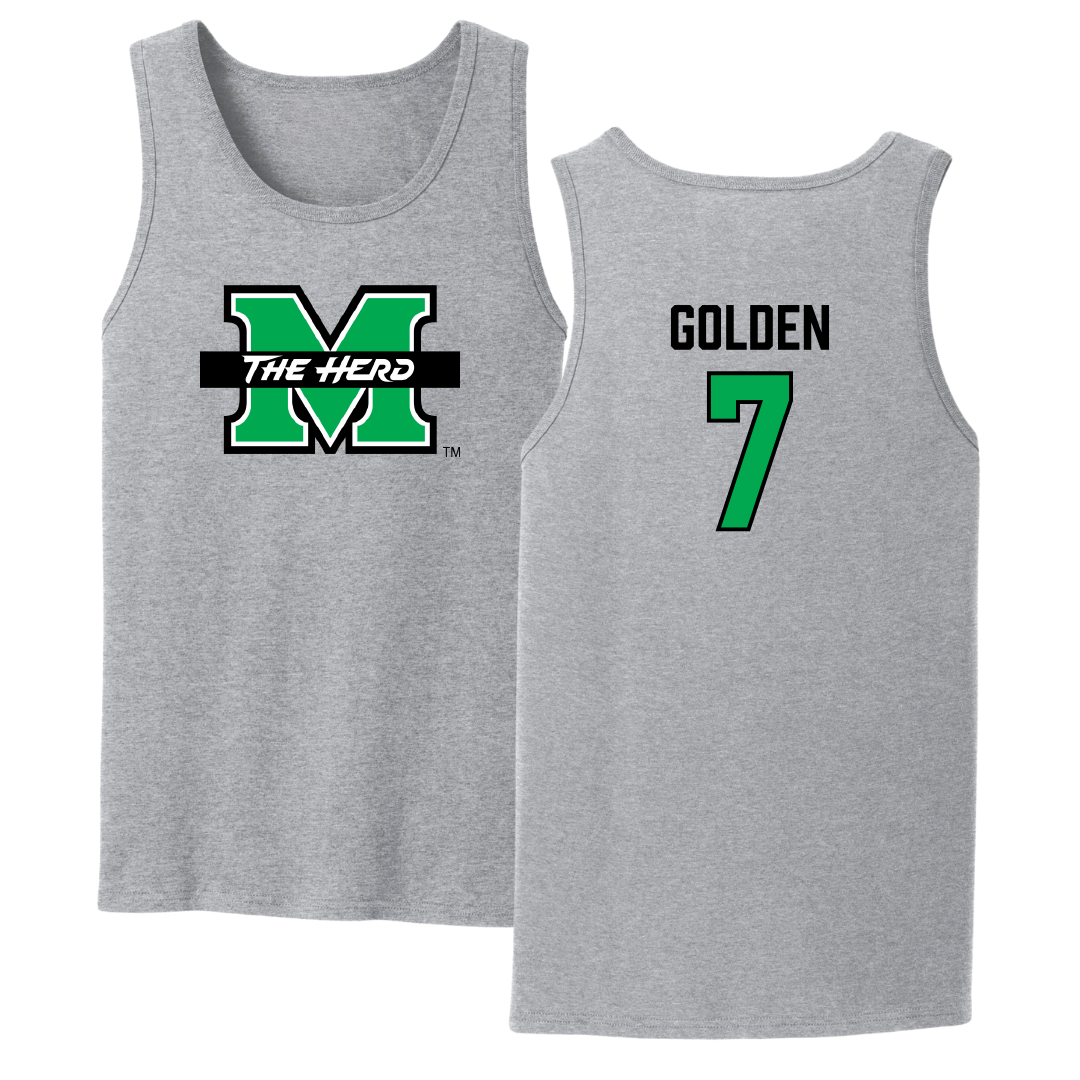 Marshall University Baseball Sport Gray Tank Top - #7 Jackson Golden