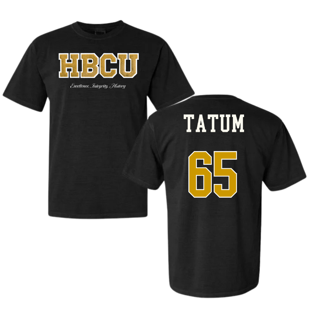 Alabama State University Football Black HBCU Varsity Comfort Colors Tee - #65 Jvyon Tatum