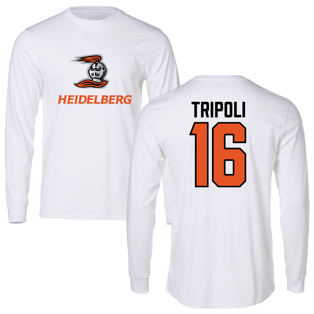 Heidelberg University Soccer White Performance Long Sleeve - #16 Jake Tripoli