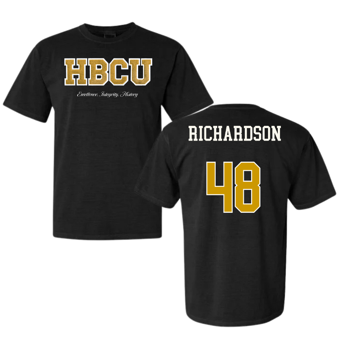 Alabama State University Football Black HBCU Varsity Comfort Colors Tee - #48 Myles Richardson