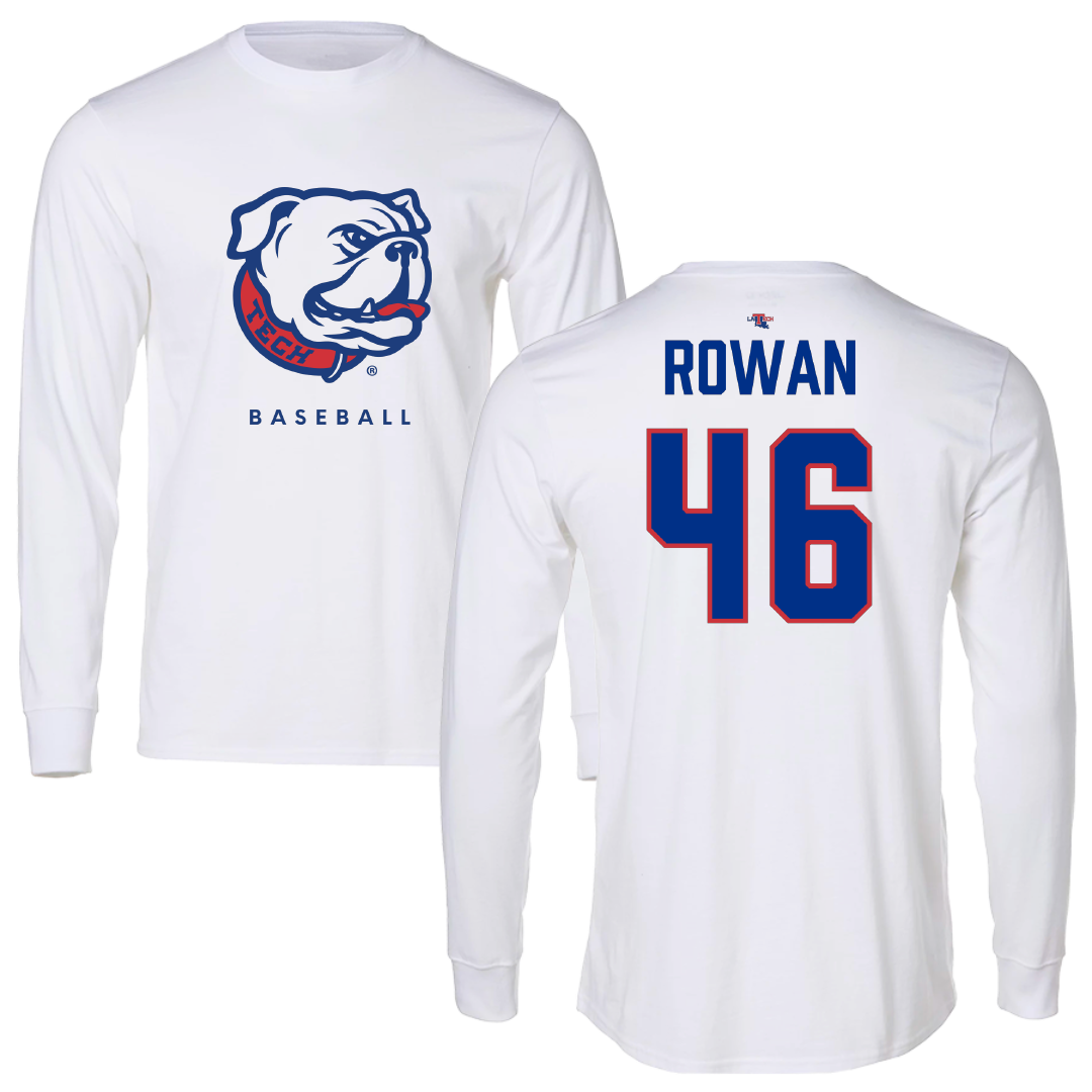 Louisiana Tech University Baseball White Performance Long Sleeve - #46 Hudson Rowan