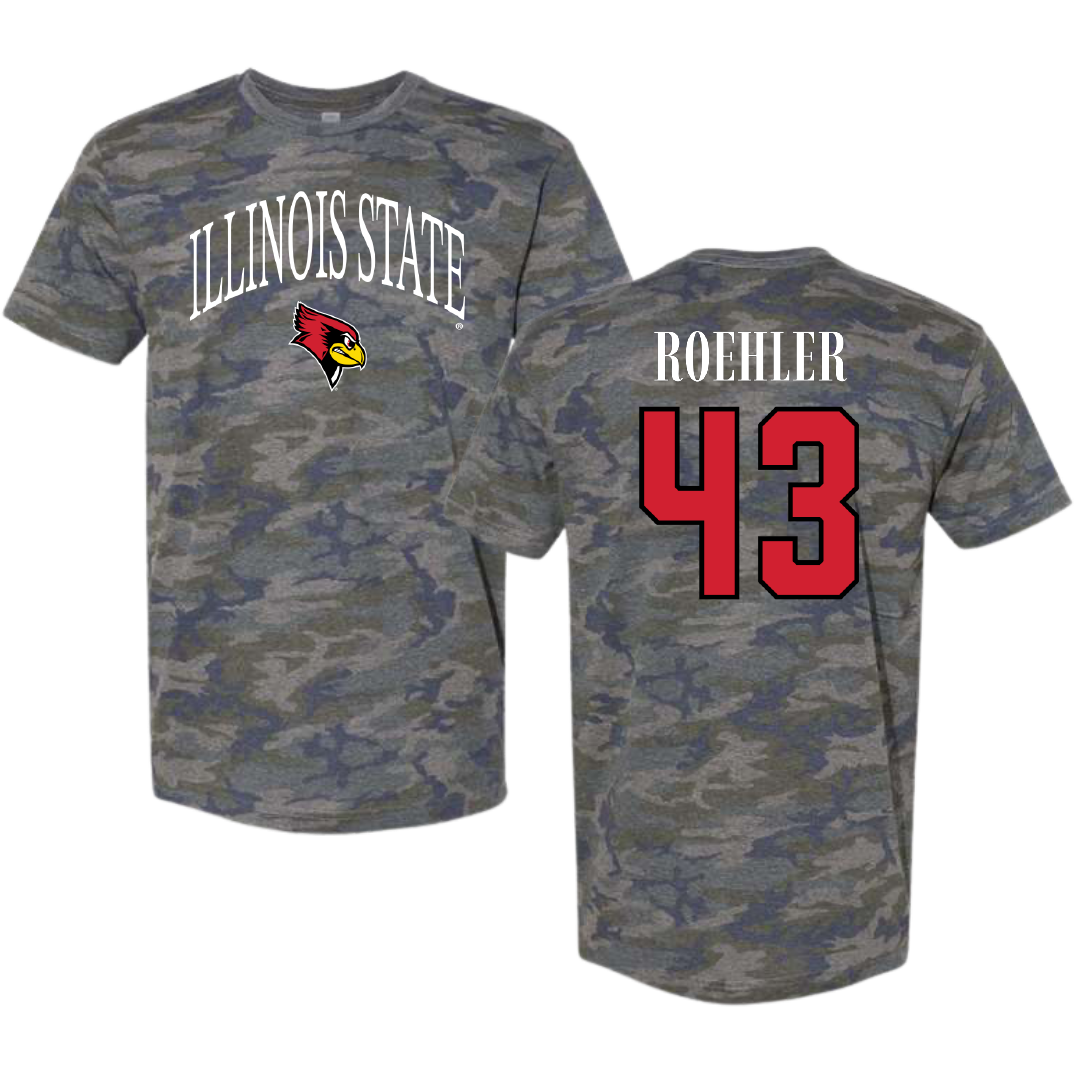Illinois State University Baseball Vintage Camo Tee - #43 Trenton Roehler