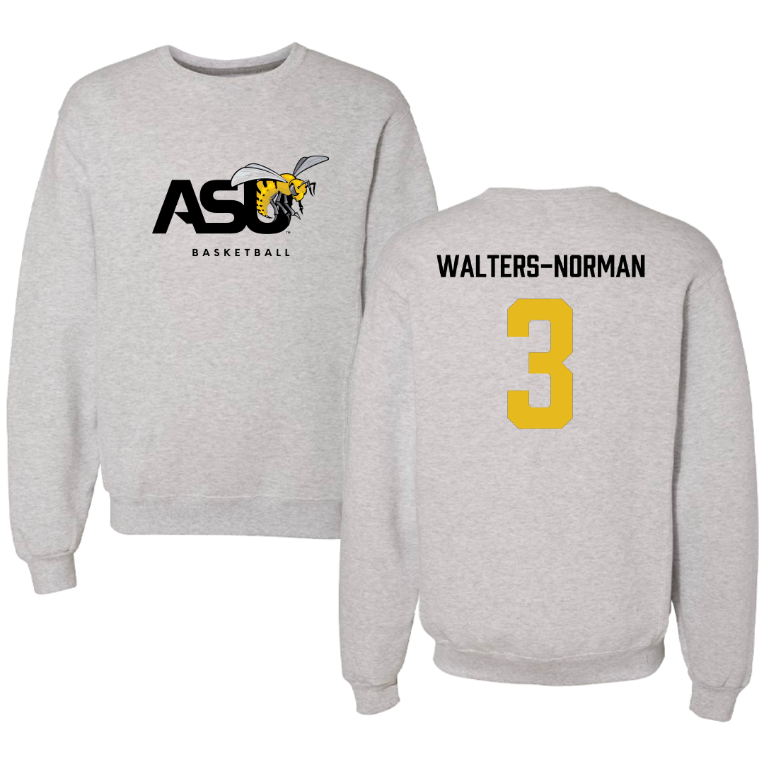 Alabama State University Basketball (W) Light Gray Crewneck - #3 Takya Walters-Norman