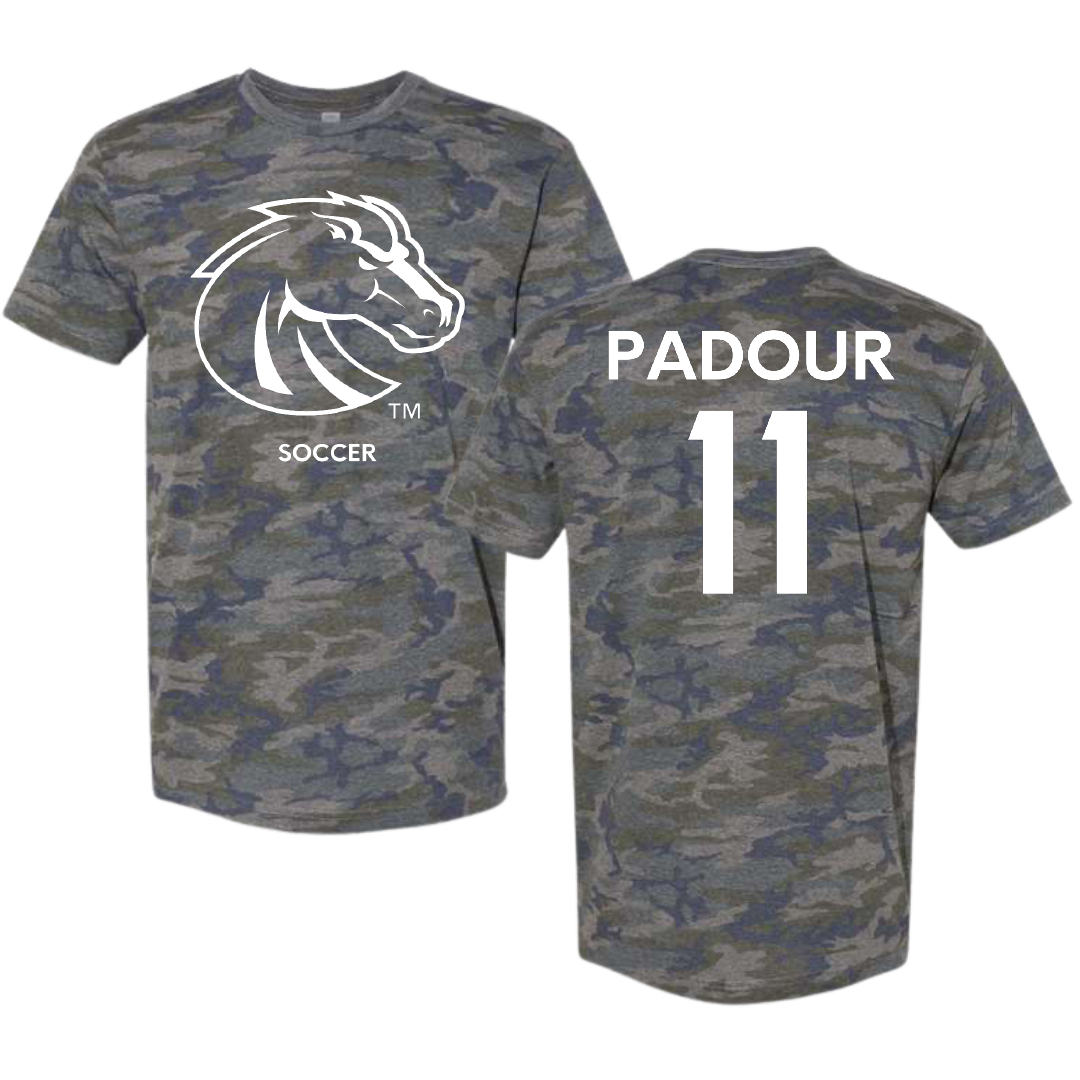 Boise State University Soccer (W) Vintage Camo Tee - #11 Morgan Padour