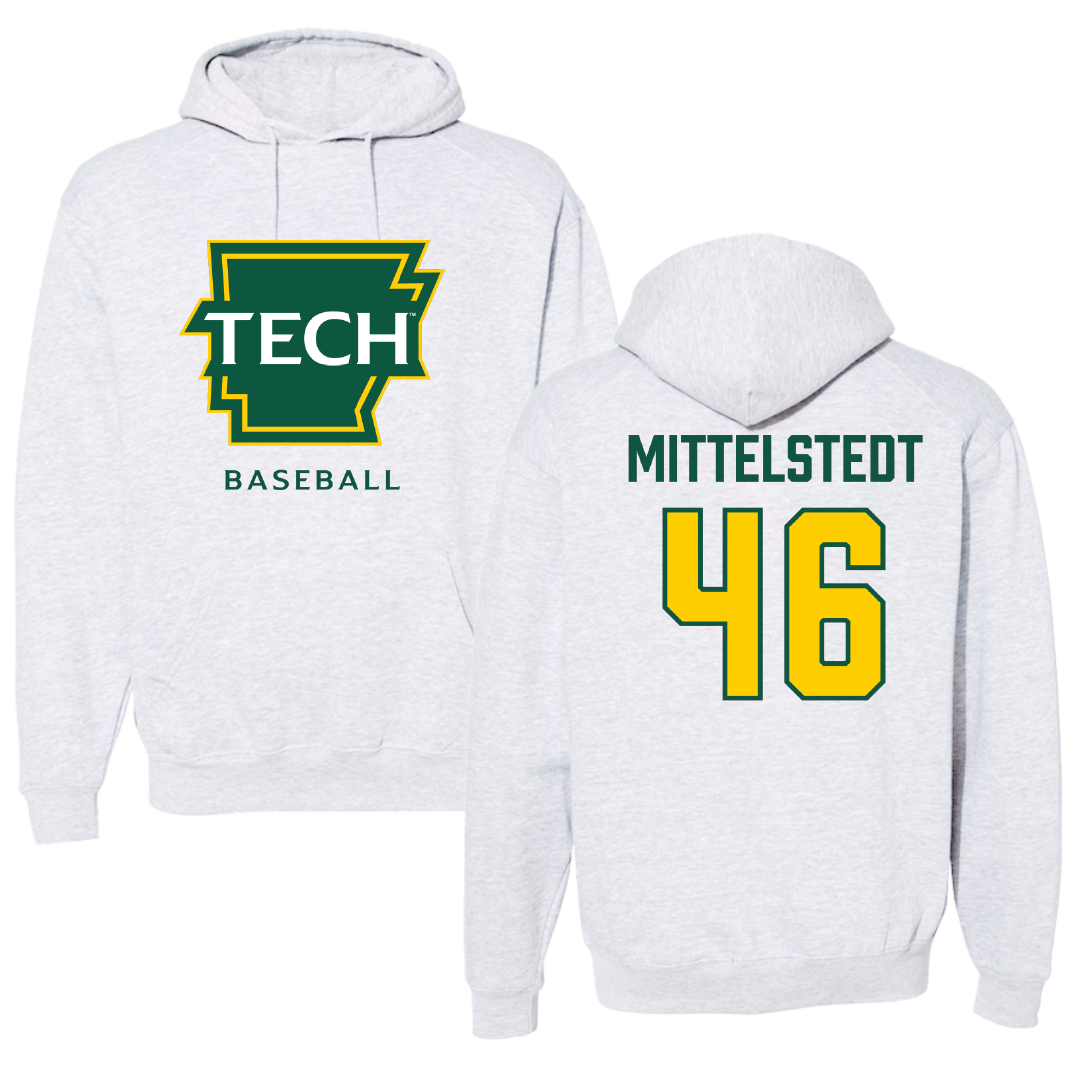 Arkansas Tech University Baseball Gray Hoodie - #46 Austin Mittelstedt