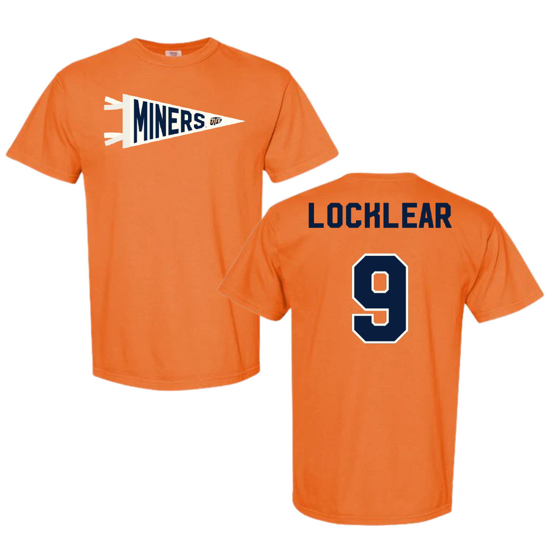 University of Texas at El Paso Football Orange Pennant Comfort Colors Tee - #9 Skyler Locklear