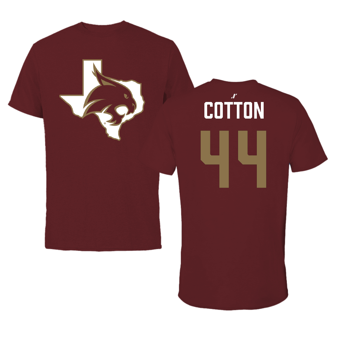 Texas State University Baseball Maroon State Performance Tee - #44 Jackson Cotton