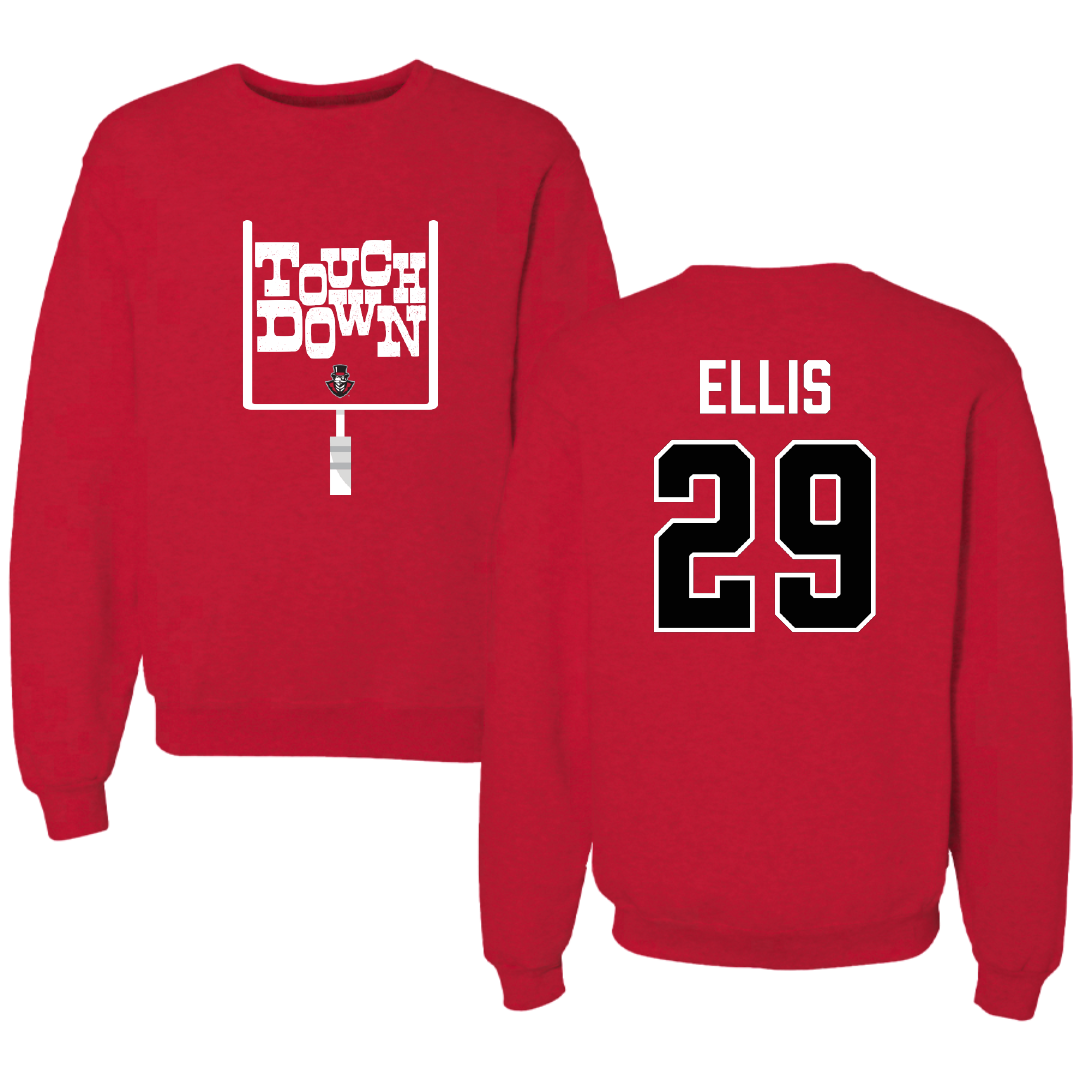 Austin Peay State University Football Red Touchdown Crewneck - #29 Ellis Ellis