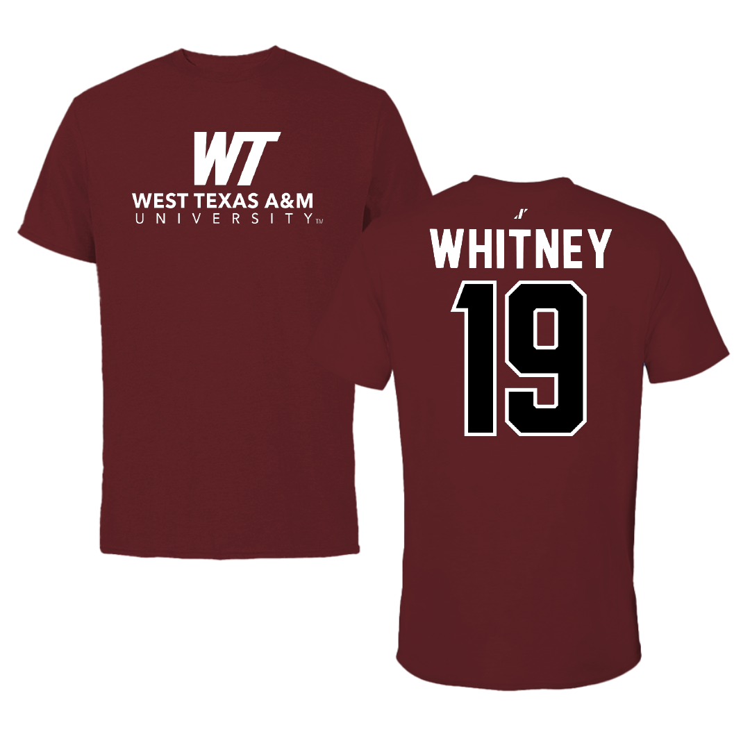 West Texas A&M University Baseball Maroon Performance Tee - #19 Matthew Whitney