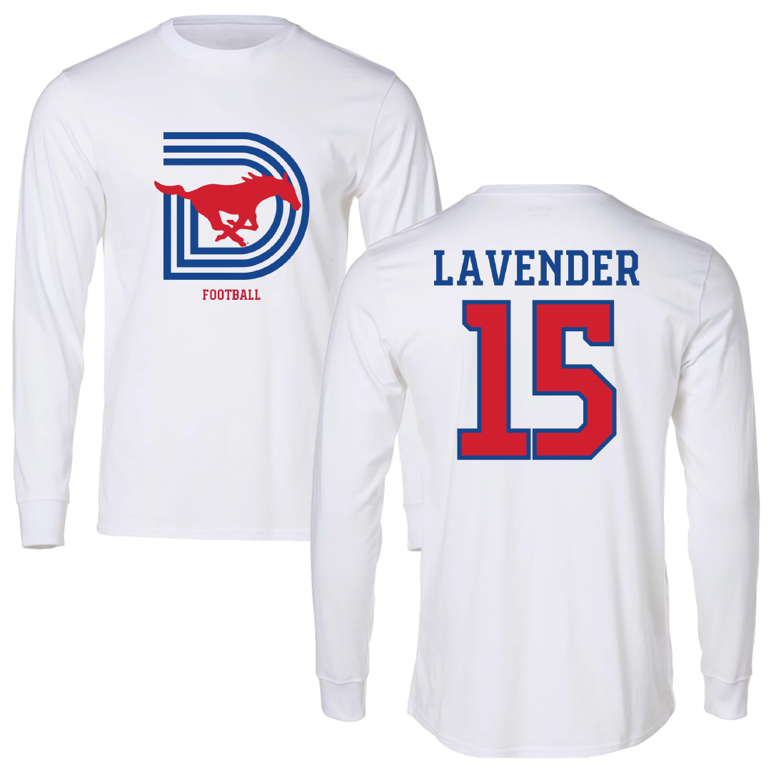 Southern Methodist University Football White Long Sleeve - #15 Jaxson Lavender