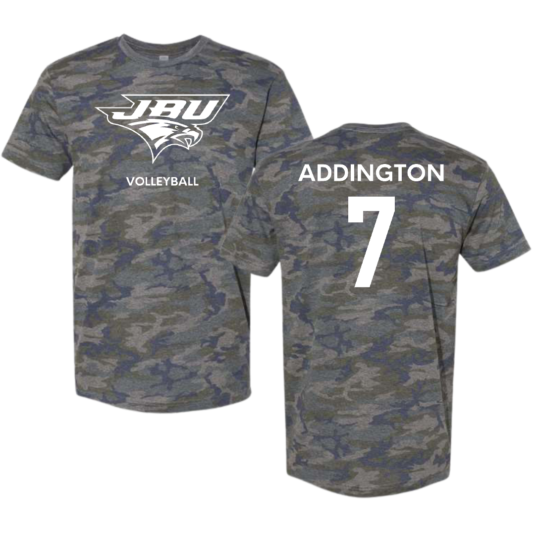 John Brown University Volleyball (W) Vintage Camo Tee - #7 Paige Addington