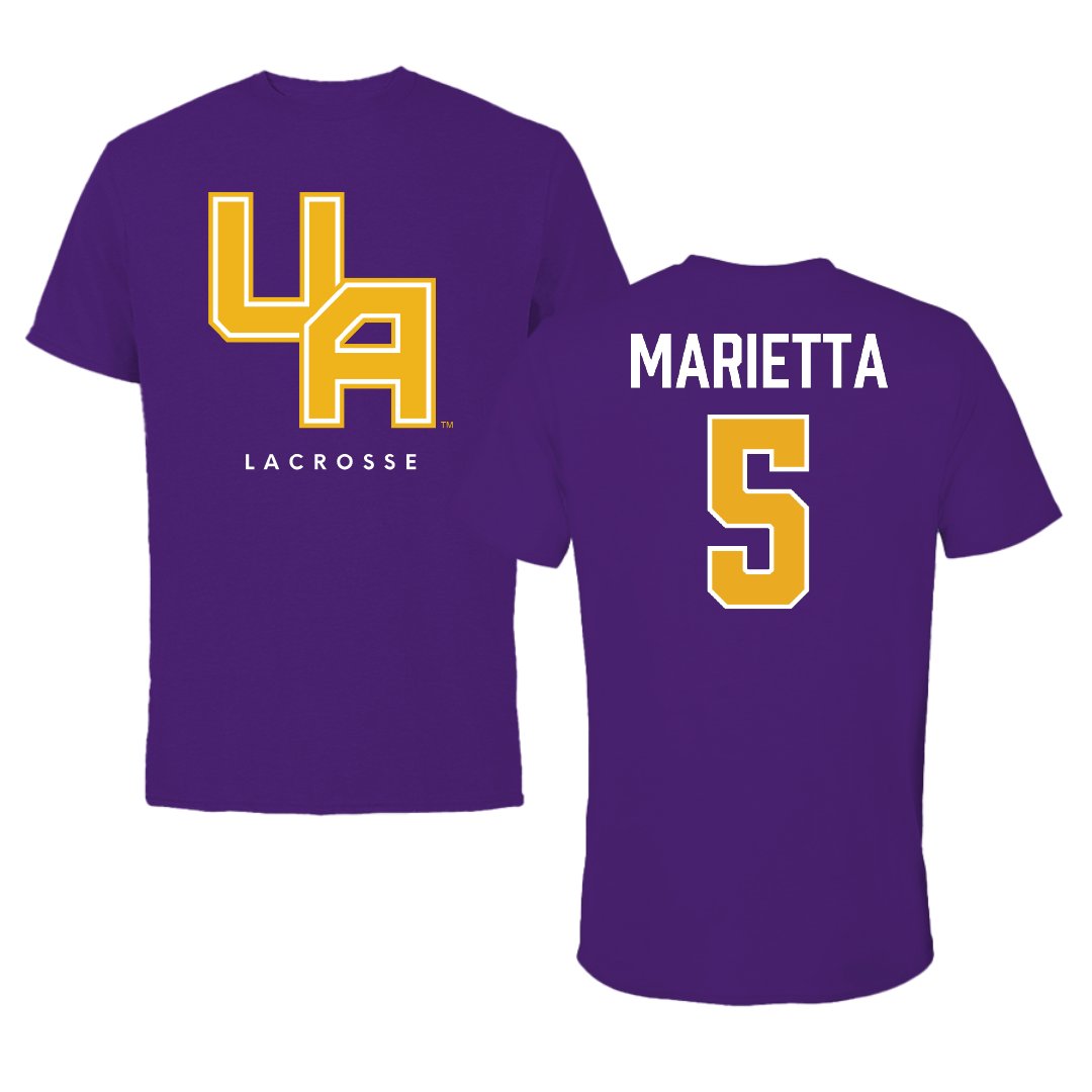 University at Albany Lacrosse (M) Purple Block Tee - #5 Peter Marietta