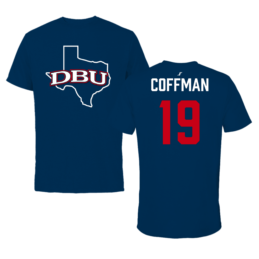 Dallas Baptist University Soccer Navy State Performance Tee - #19 Kylar Coffman