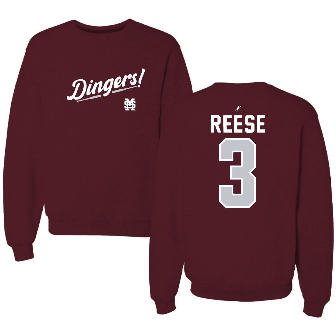 Mississippi State University Baseball Maroon Dingers Crewneck - #3 Ace Reese
