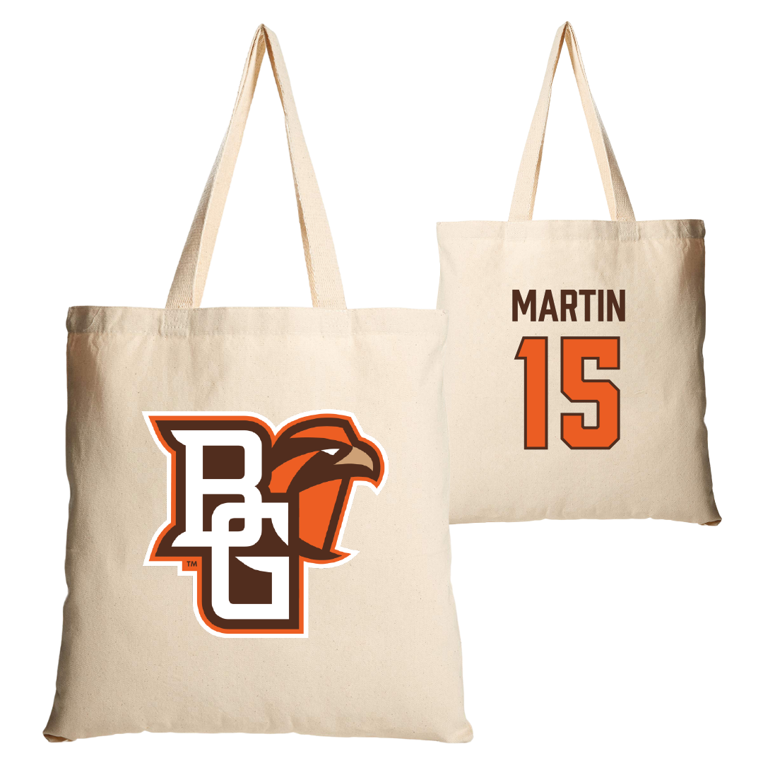 Bowling Green State University Ice Hockey Tan Canvas Tote Bag - #15 Maxwell Martin