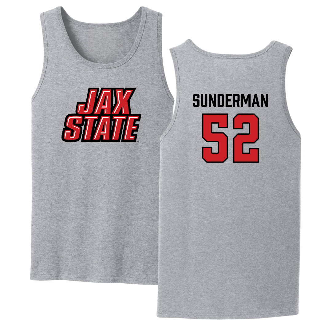 Jacksonville State University Football Sport Gray Tank Top - #52 Maddox Sunderman