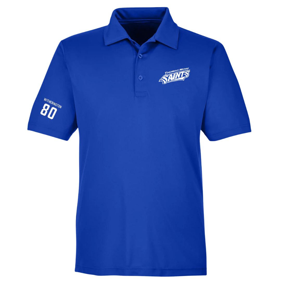 Thomas More University Football Blue Polo - #80 Andrew Witherington