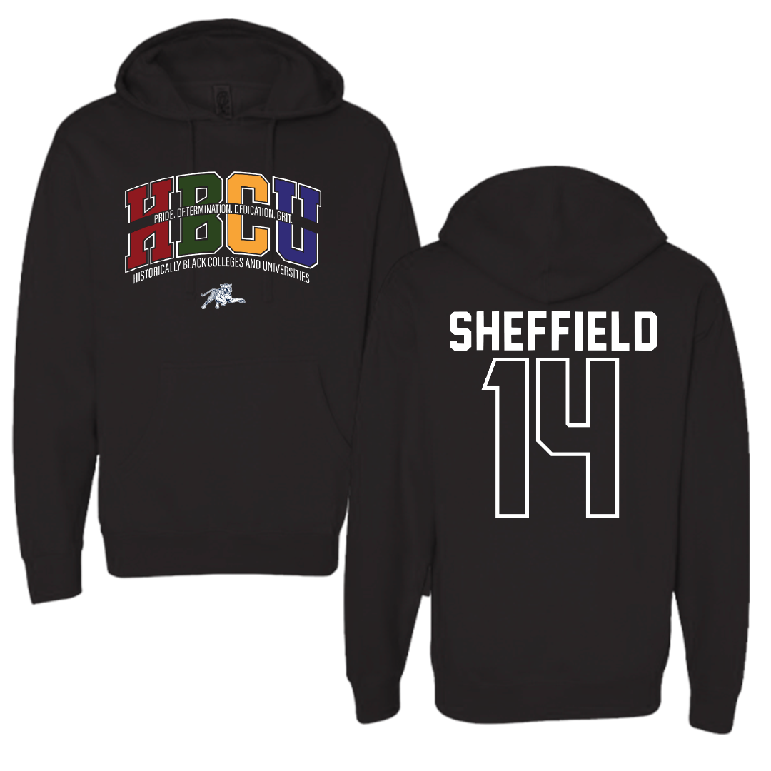 Jackson State University Soccer Black HBCU Hoodie - #14 Elon Sheffield