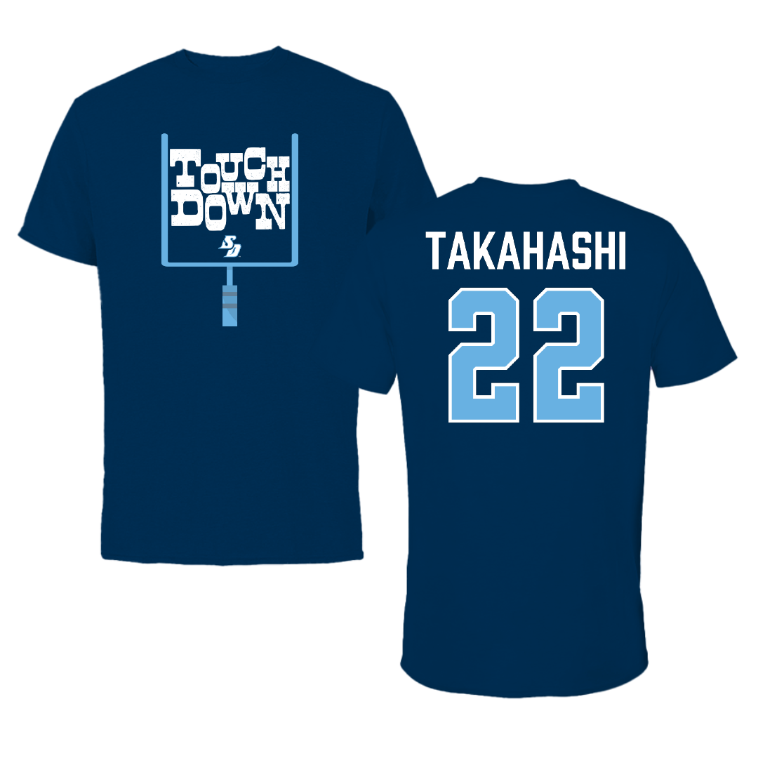 University of San Diego Football Navy Touchdown Tee - #22 Yosei Takahashi