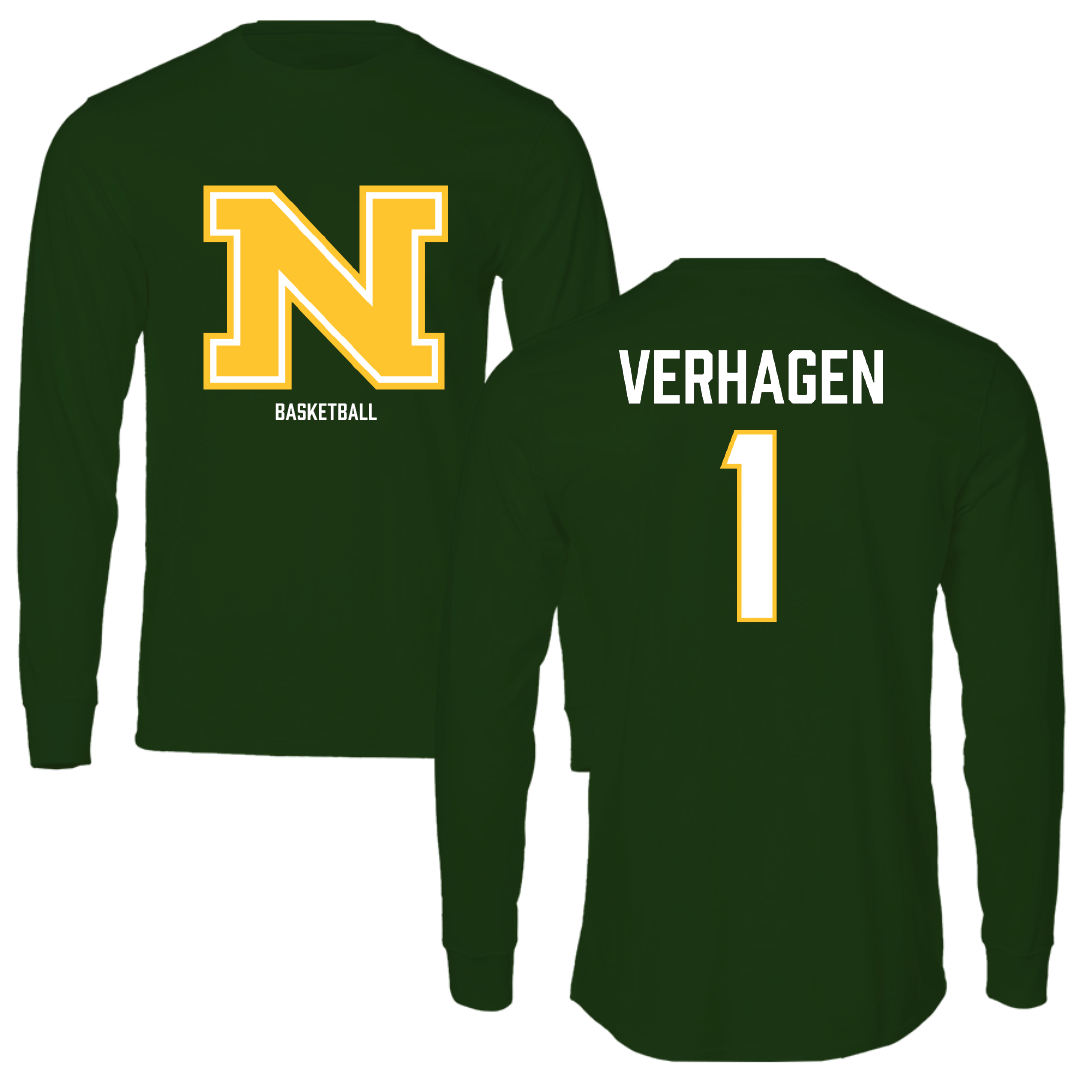 Northern Michigan University Basketball (M) Forest Green Long Sleeve - #1 Casey Verhagen
