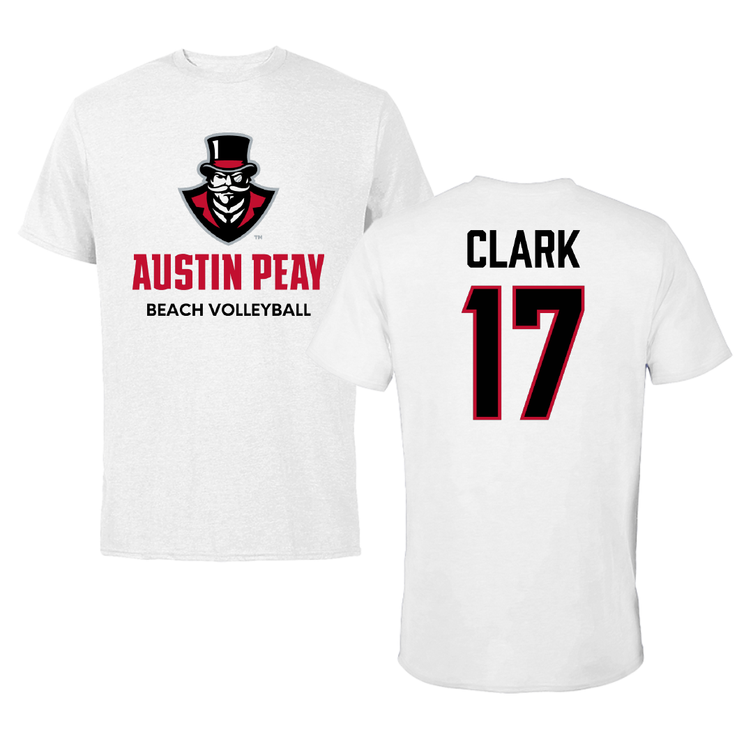Austin Peay State University Beach Volleyball White Tee - #17 Anna Kate Clark