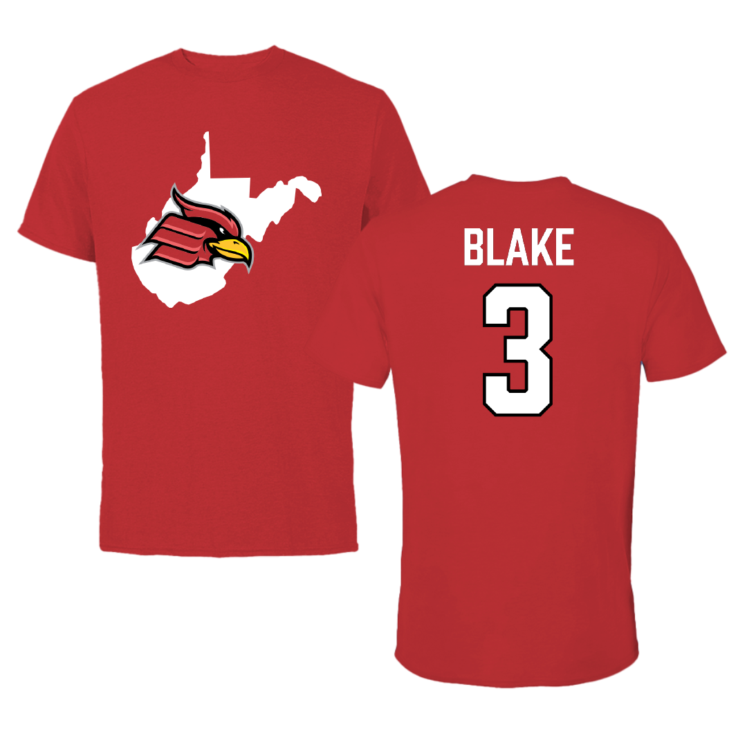 Wheeling University Football Red State Performance Tee - #3 Carter Blake