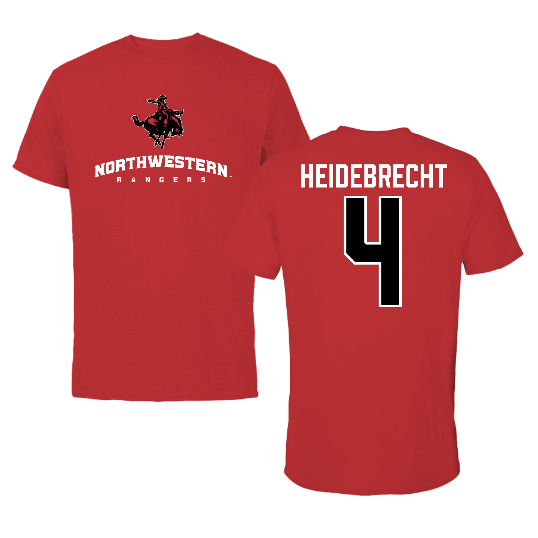 Northwestern Oklahoma State University Football Red Tee - #4 Benjamin Heidebrecht