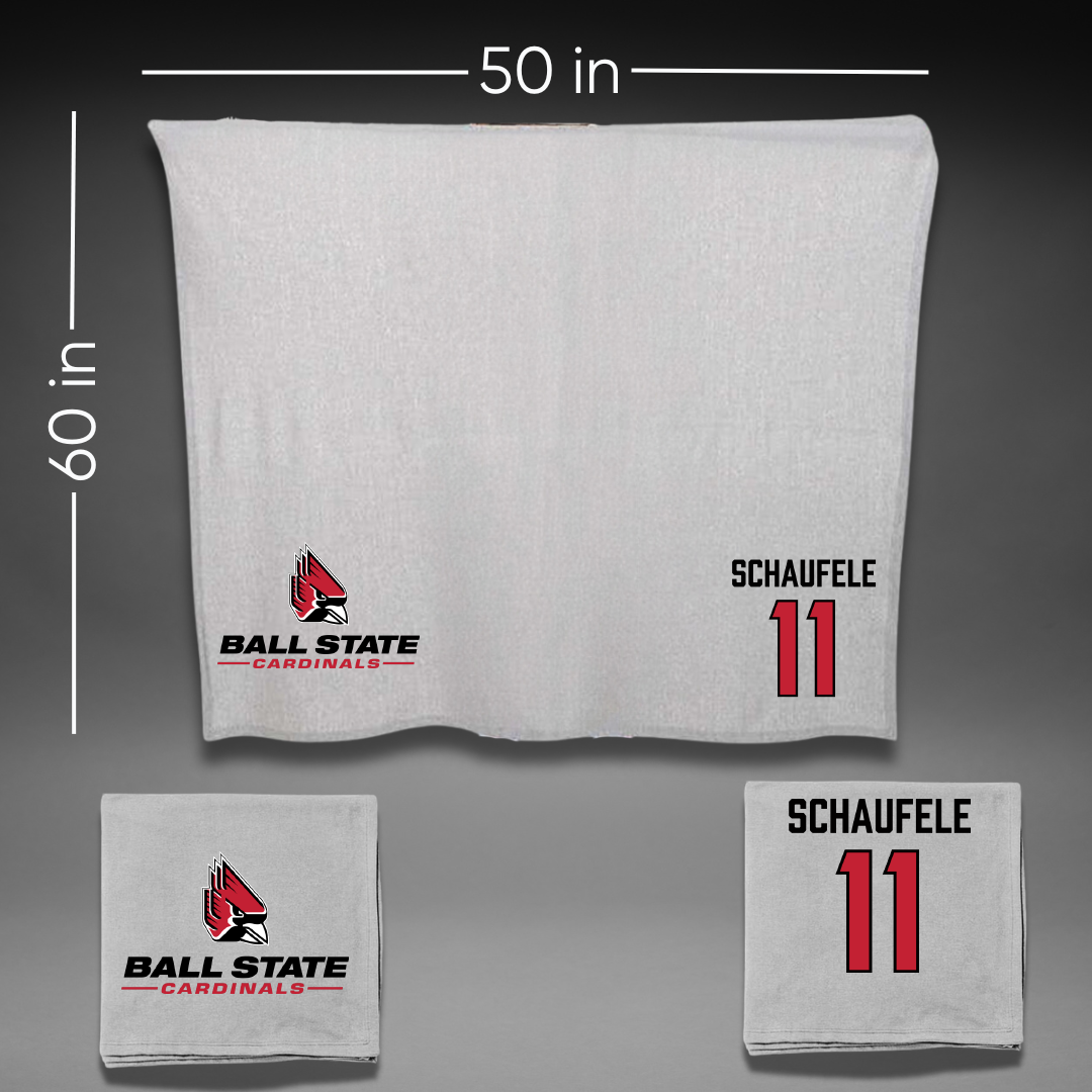 Ball State University Soccer Gray Blanket - #11 Ainsley Schaufele