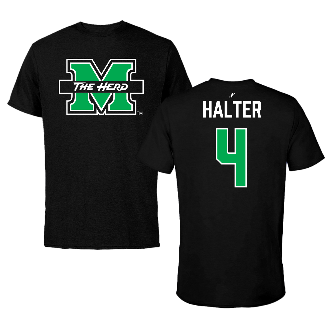 Marshall University Baseball Black Performance Tee - #4 Franklin Halter