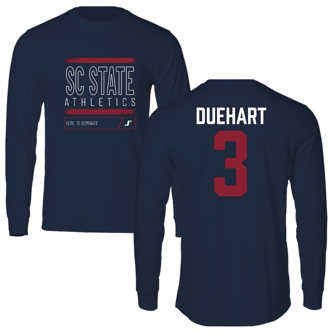 South Carolina State University Football Navy Dominate Performance Long Sleeve - #3 Deondra Duehart