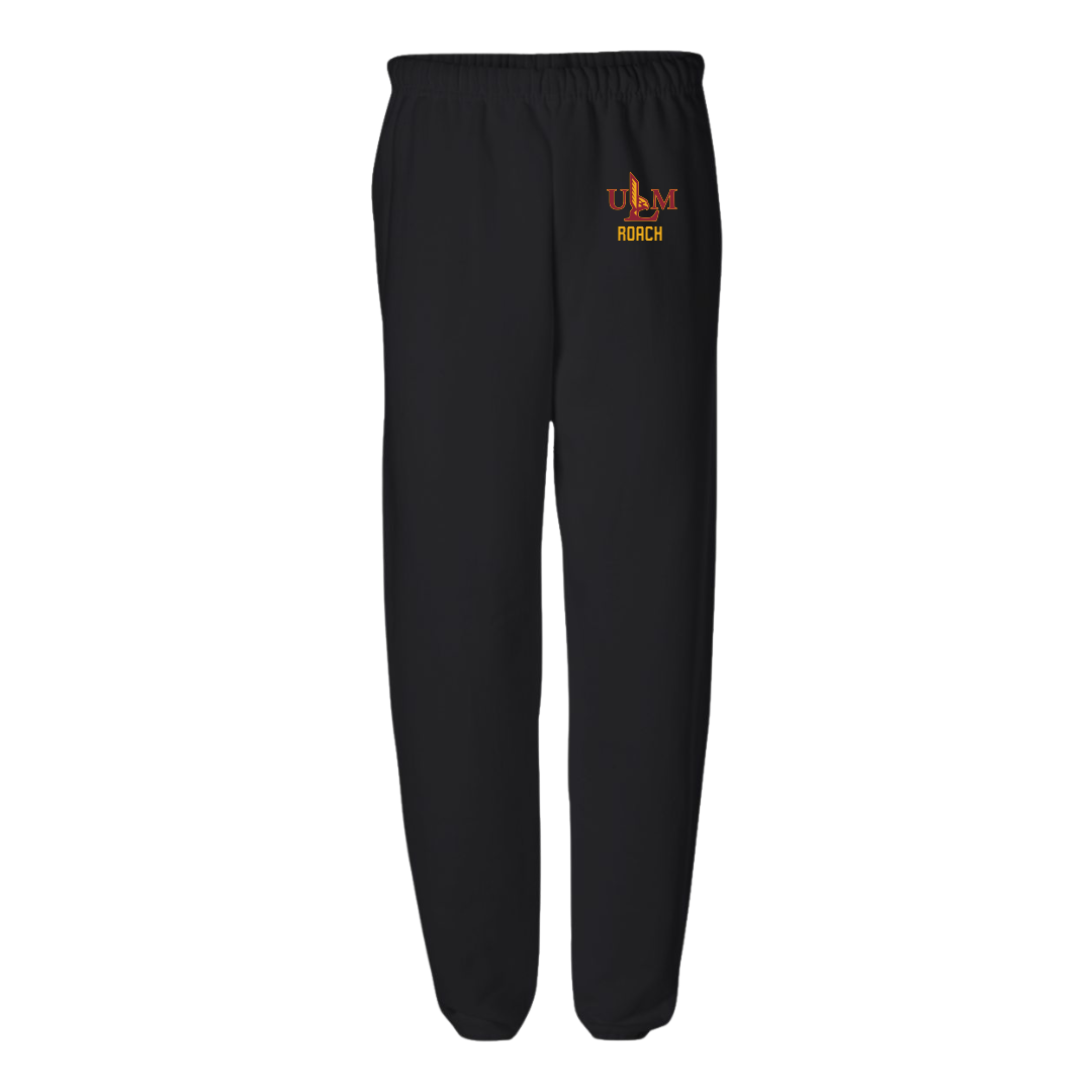 University of Louisiana Monroe TF and XC Black Sweatpants - Stafon Roach