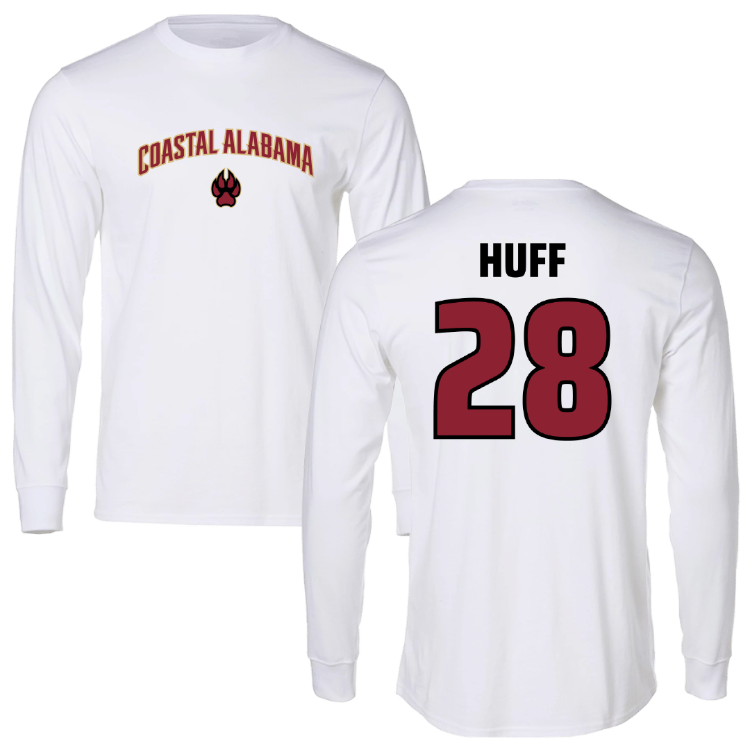 Coastal Alabama Community College Softball White Performance Long Sleeve - #28 Abbie Huff